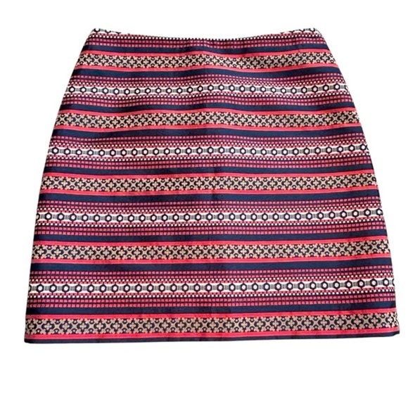 ANN TAYLOR LOFT PETITE LINED MULTICOLOR GEOMETRIC MINI SKIT, SIZE 2P - Picture 1 of 10
